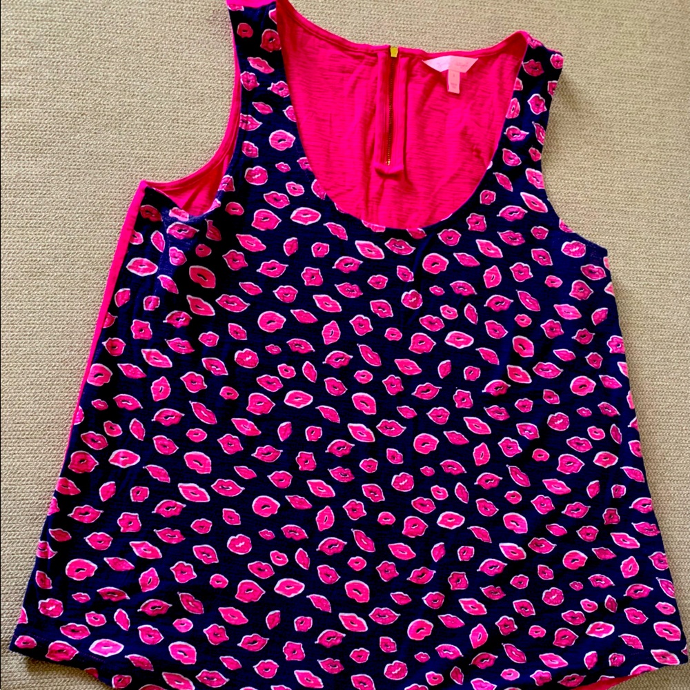 Lilly Pulitzer Lips tank top w/zipper